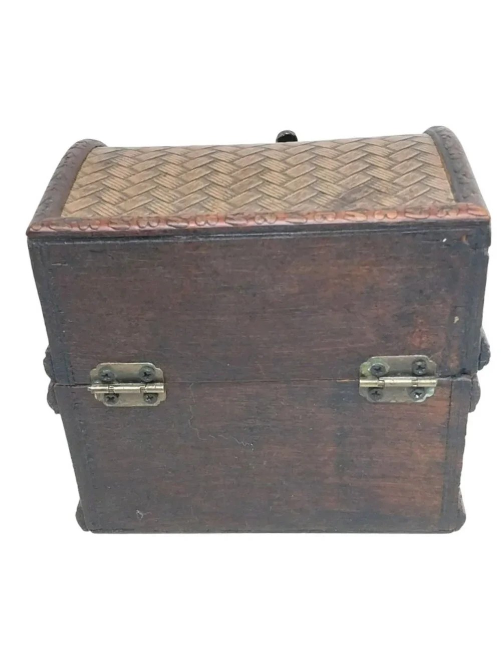 Vintage Decorative Woven Wooden Treasure Chest Storage Trinket Box Antique Style